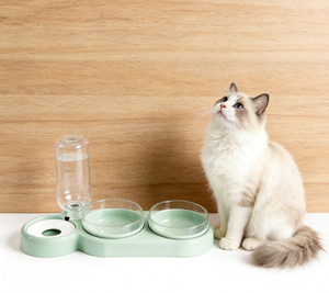 เครื่องให้อาหารและน้ำสัตว์เลี้ยงอัตโนมัติแบบสองช่อง ดีไซน์ป้องกันการกระแทก ความจุ 6 ลิตร ใช้พลังงานจากแบตเตอรี่ วัสดุ PP PC สำหรับแมว สุนัข และการตั้งแคมป์ - Product Image 1