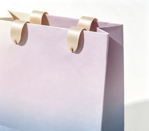 Custom Gradient color jewelry paper bag small luxury gold foil print ribbon handle paper jewelry bag packing - Product Image 5