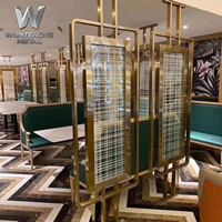 Paravent de séparation en verre et acier inoxydable découpé au laser, moderne et luxueux, sur mesure, pour hall d'hôtel, espaces de bureau, mariages, anniversaires