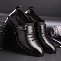 Übergrößen Trend Herren Lederschuhe Plissiertes Obermaterial Spitze Zehe Niedriger Blockabsatz Formelle Business-Hochzeitsschuhe OEM ODM Großhandel