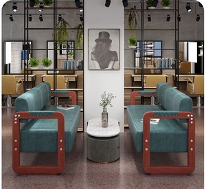 Modern Solid Wood Salon Waiting <b>Sofa</b> for Outdoor Hotel Use-Barber Beauty Nail Salon Reception Furniture - Product Image 5