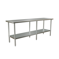 Table de travail robuste en acier inoxydable haute densité, avec structure tubulaire ronde, résistante à la corrosion, pour cuisine commerciale