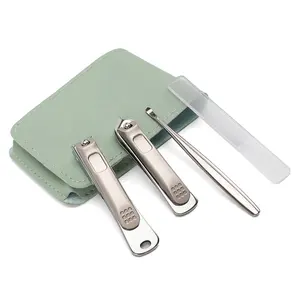 Customized Stainless Steel Nail Care Manicure Set with PU Case for Men Women