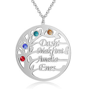 Collana Personalizzata con Albero Genealogico in Acciaio Inox Placcato Oro, Gioielli Arabi con 9 Nomi - Product Image 1