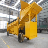 Machine de lavage mobile portable à trommel pour l'extraction d'or, contrôlée par PLC, avec moteur, pompe et roulement, pour l'or alluvial à haute récupération