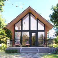 Kits de chalets de camping, maison préfabriquée à ossature bois, maison triangulaire préfabriquée avec cuisine et salle de bain