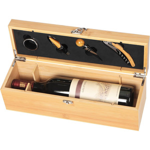 Boîte de rangement pour vin en bois <span class=keywords><strong>Magnum</strong></span> non finie pour les fêtes, avec un ensemble de <span class=keywords><strong>4</strong></span> accessoires pour le vin - Product Image 6