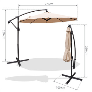 Ombrellone a braccio moderno impermeabile da 2,7 m con <span class=keywords><strong>logo</strong></span> personalizzato e base a croce per patio, giardino e cortile - Product Image 5