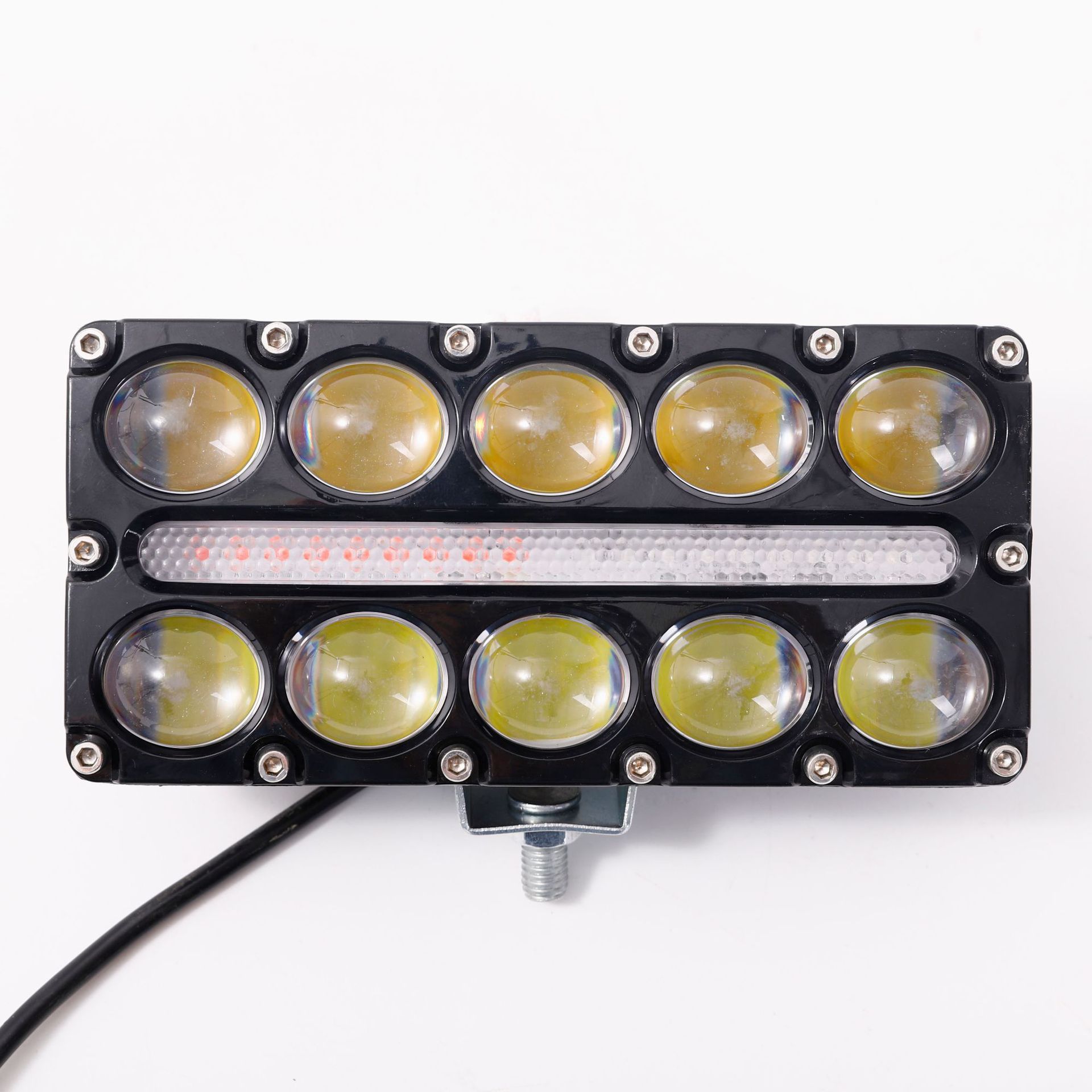 10lens Spotlight Series-Natural White Light With Red&Blue/Yellow DRL Work Light Fog Lamp for Car Truck
