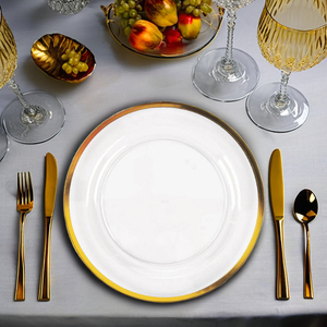 Bán Buôn Rõ Ràng Nhựa Bữa Ăn Tối Tấm Salad Món Tráng Miệng Tấm Bạc Bộ Đồ Ăn Cho Đảng Làm cỏ Sạc Tấm Đảng Trang Trí - Product Image 2