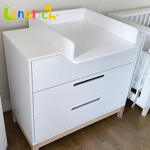 Commode à <span class=keywords><strong>langer</strong></span> moderne blanche pour bébé avec rangement, meubles de chambre d'enfant en bois massif pour enfants de 0 à 3 ans - Product Image 4