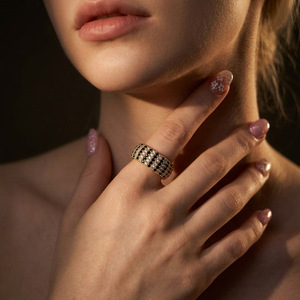 Anillo de Eternidad de Lujo Chapado en Oro de 18K con Moissanita, Engaste Pavé, Corte Brillante Redondo, Diseño Geométrico, Joyería de Boda Unisex - Product Image 3