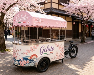 Chariot de gelato, kiosque, stand, chariot, van, vélo, tricycle, cyclomoteur, chariot ambulant, Parisien, Romain, Tokyo, Londres, Berlin, New York City - Product Image 4