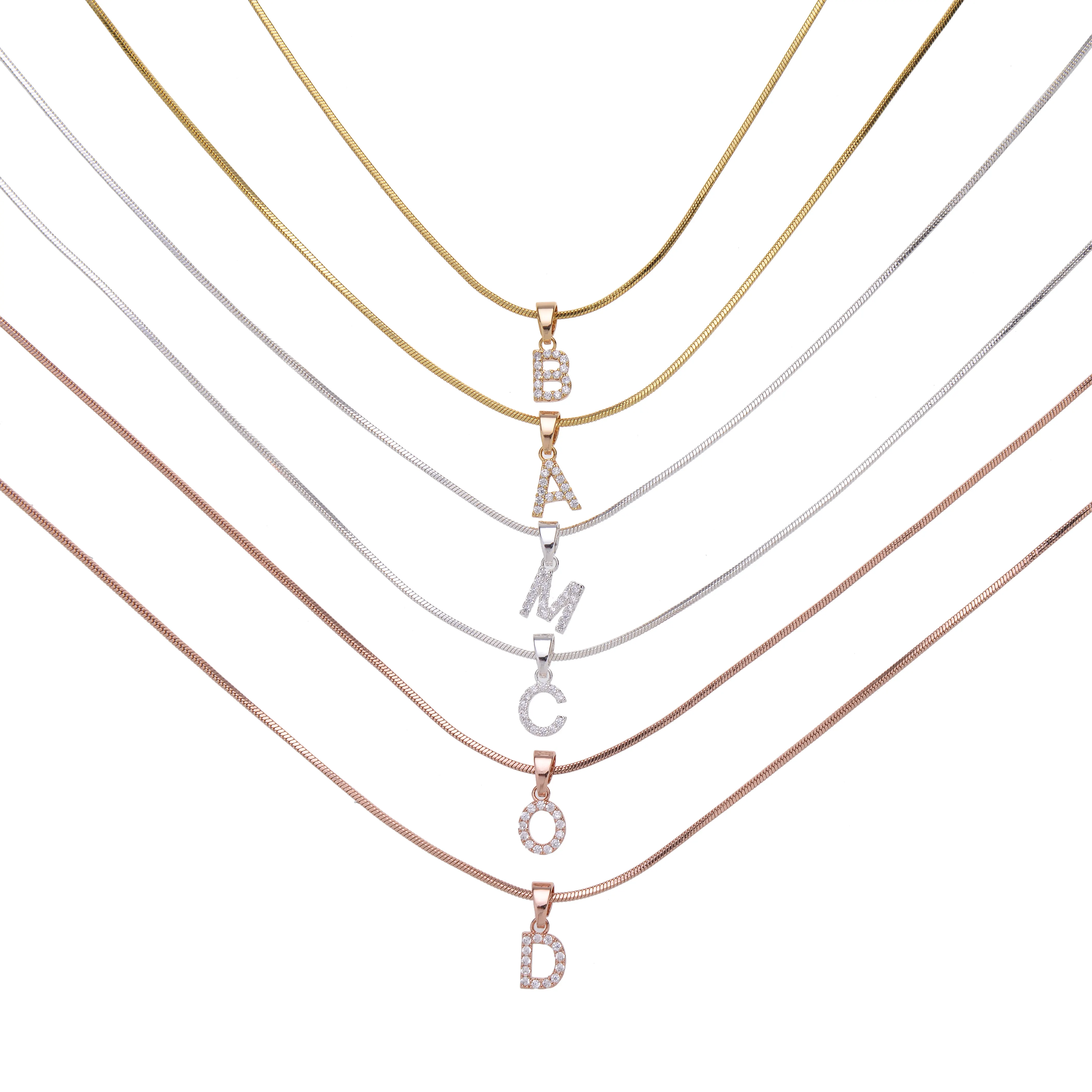 Duoying Drop Shipping 18K Gold Commemorative Holiday Initial Letter Zircon Necklace