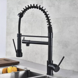 Robinet de cuisine <span class=keywords><strong>gourmet</strong></span> Pretta tout noir 55 cm, mitigeur monocommande noir avec douchette extractible - Product Image 5