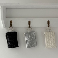 Pochette de rangement portable en polyester matelassée de style coréen avec fermeture ouverte, porte-cartes et porte-monnaie, mini trousse de maquillage, étui à rouge à lèvres et parfum