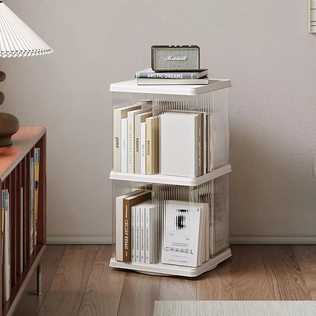 SY6851 Item 360° Spinning Disk Foldable Bookshelf Mobile Plastic Office Accessories Storage Cabinet Home Organizationfoldable