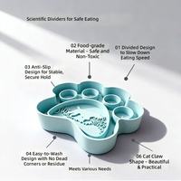 Bol de nourrissage lent pour chat et chien en silicone écologique de qualité alimentaire en forme de patte avec ventouse