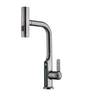 Robinet mélangeur rotatif multifonction à 360 degrés robinet d'eau numérique à affichage de la température robinet de salle de bain robinet de lavabo extractible