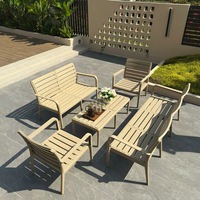 Ensemble de canapés modulaires en PP pour l'extérieur, canapé de jardin imperméable et résistant au soleil avec table basse pour villa, B&B, parc, balcon