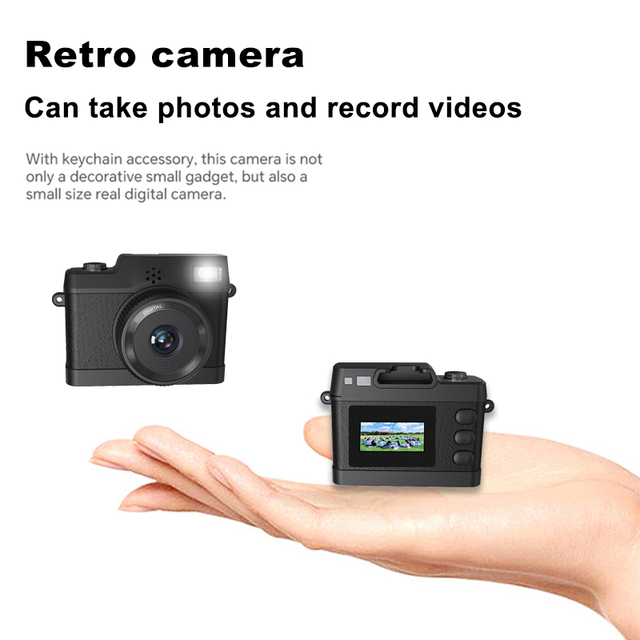 Mini Retro Digital Camera Creative Small Gadget Retro Portable DV Digital Camera 1080P With 0.96in Screen and Keychain