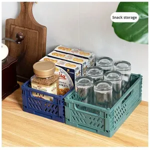 Thiết kế đầy màu sắc lưu trữ nhà Nguồn cung cấp thân thiện với môi nhựa hình chữ nhật có thể gập lại máy tính để bàn tổ chức Lưu trữ giỏ - Product Image 3