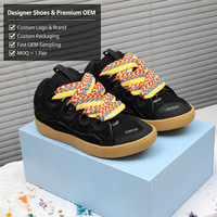Chaussures de luxe de créateur pour hommes et femmes, baskets de skate épaisses noires de haute qualité avec lacets tissés, nouveauté