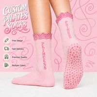Chaussettes de yoga antidérapantes New East Athletic Crew Ruffle en coton personnalisées, chaussettes jacquard personnalisées avec grip pour le ballet, le pilates