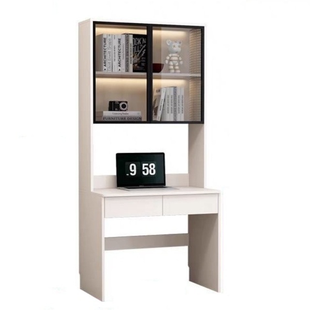Wooden Desk and Bookshelf Integrated Furniture Computer Table for Bedroom Office Set Desk