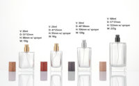 Flacons de parfum vides de luxe au design tendance 20ml/30ml/100ml, emballage en verre transparent carré à col serti avec pulvérisateur rechargeable