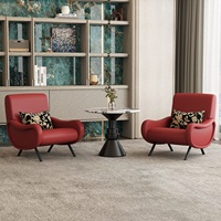 Ensemble moderne de fauteuil lounge commercial et table basse ronde, fauteuil simple rembourré pour hall d'hôtel, café, bureau, vente en gros
