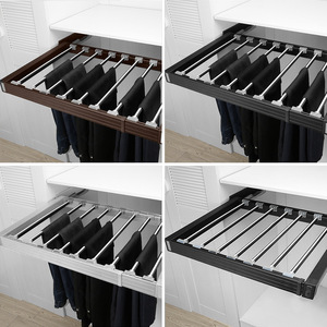 Yijia Trouser Rack Built In Pull Out Telescopic With Sliding Rail Storage Household <b>Wardrobe</b> <b>Hardware</b> Aluminum Alloy Modern - Product Image 3