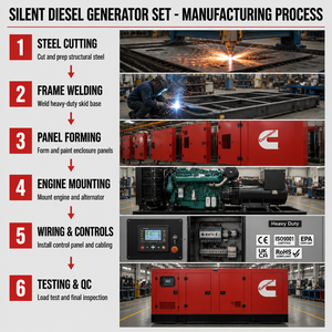 Générateur diesel silencieux monophasé 50 kVA-500 kVA (50 kW-200 kW) pour Cummins UK et Perkins, machine autonome, démarrage à froid - Product Image 2