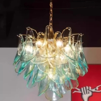 Lustre en verre de Murano JYLIGHTING, fleurs en verre, pétales dégradés, salon, villa, lustre suspendu au plafond LED, luminaire suspendu