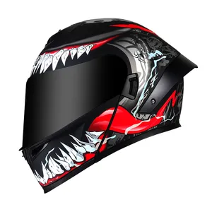 リアスポイラー付きクールモジュラーヴェノムヘルメットECE22.06承認済みフリップアップモーターサイクルヘルメットデュアルレンズCascoMoto