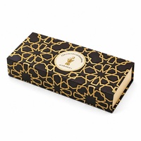 Boîte cadeau en papier rigide noir et or avec insert pour chocolats, truffes, dattes, bonbons, fabricant en gros, logo personnalisé