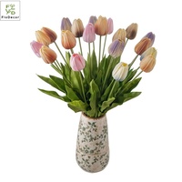 Haute qualité 55CM artificiel PU vraie touche grand unique bleu rose tulipe fleur mariage intérieur Table saint valentin décor