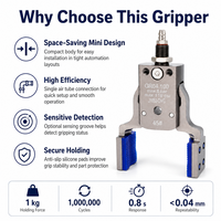 Mini-BHVG Pince pneumatique à large ouverture avec capteur magnétique pour robot de moulage par injection et manipulation flexible de l'EOAT