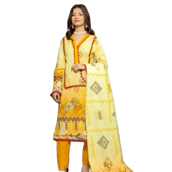 100% хлопковые костюмы для женщин очаровательное вышитое 100% хлопковое платье стильные вышитые 100% хлопковые платья для женщин Faisalabad