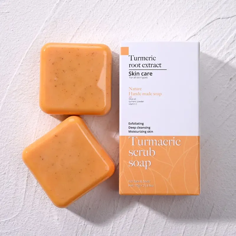 Private Label Turmeric Scrub Soap Exfoliating Deep Cleansing Moisturizing Turmeric Hande Made Soap For Face And Body