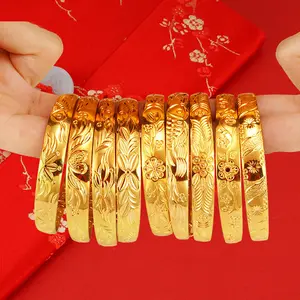 NEULRY סיטונאי אופנה 24K זהב מצופה נשים זהב פרח גיפסנית נחושת צמיד