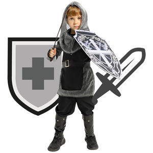 Disfraz de Caballero Medieval Jiedi, Escudo Plateado, Espada y Escudo, Disfraz Infantil para Halloween, Carnaval y Actuaciones - Product Image 1
