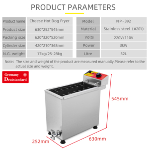 <span class=keywords><strong>Friteuse</strong></span> électrique professionnelle en acier inoxydable pour bâtonnets de hot-dogs coréens au fromage, machine à frire la mozzarella avec crochets, <span class=keywords><strong>friteuse</strong></span> à corn-dogs - Product Image 5