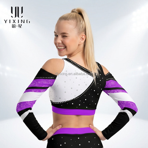 Customized Cheerleading Uniforms Sparkly Crystals Velvet Varsity Team Competition Performance Shell And <strong>Skirt</strong> Wholesale Supplier - Product Image 1