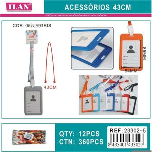 Porta Badge Verticale Ilan con Cordino 43Cm Colore Grigio per Tessere Identificative - Product Image 3