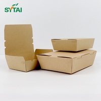 Conteneur alimentaire à emporter personnalisé en kraft biodégradable, conteneur en papier pour la restauration rapide à emporter