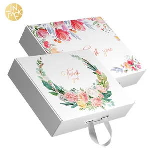 IN PACK Customized All Kinds of Thank You Flower Bridesmaid Paper Boxes Gift Packaging Box With Handles