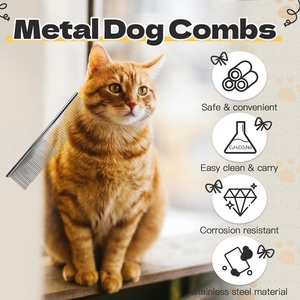 Hot Sale Silver Metal Double Side Pet <b>Comb</b> Stainless Steel for Dog and Cat <b>Flea</b> <b>Comb</b> Brush Pet Grooming <b>Comb</b> - Product Image 4
