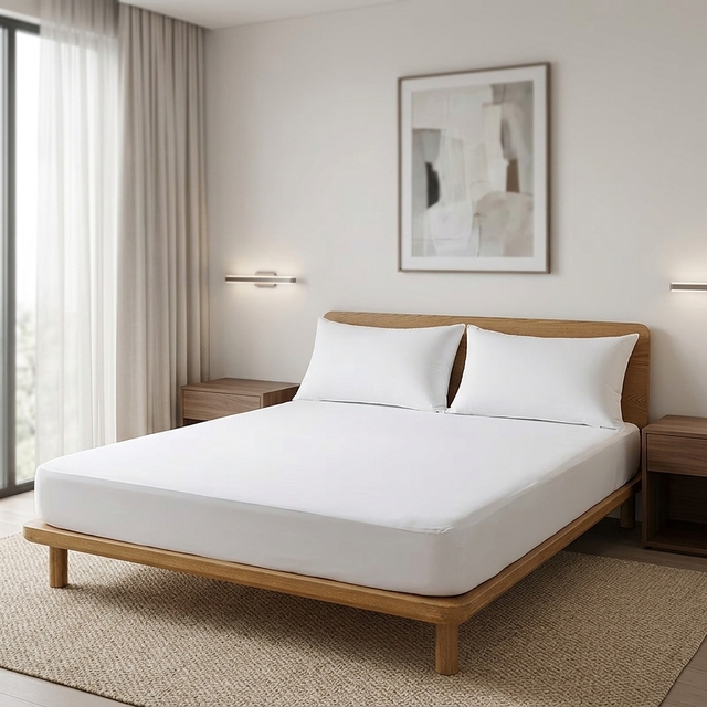 Wholesale Hospital Grade Custom Breathable Cotton 200TC Heated Stitched All-Season Waterproof Washable Flat Sheet