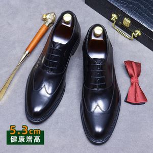 Chaussures Oxford pour hommes faites à la main, style britannique, à lacets, respirantes, antidérapantes, légères, formelles, décontractées, rehaussantes - Product Image 3
